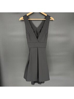 TOBI Black Fit & Flare Mini Dress S Plunge V Neck Little Black Dress Party LBD